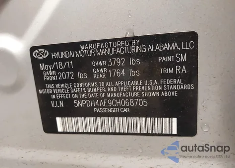 2012 Hyundai Elantra Gls from USA, damaged, VIN 5NPDH4AE9CH068705